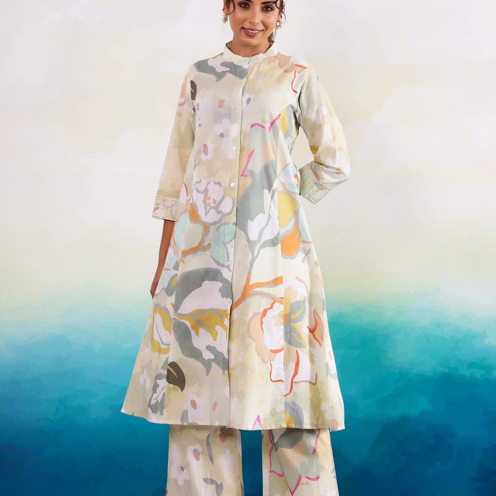 Soft Sage Floral Co-ord Set with Pants