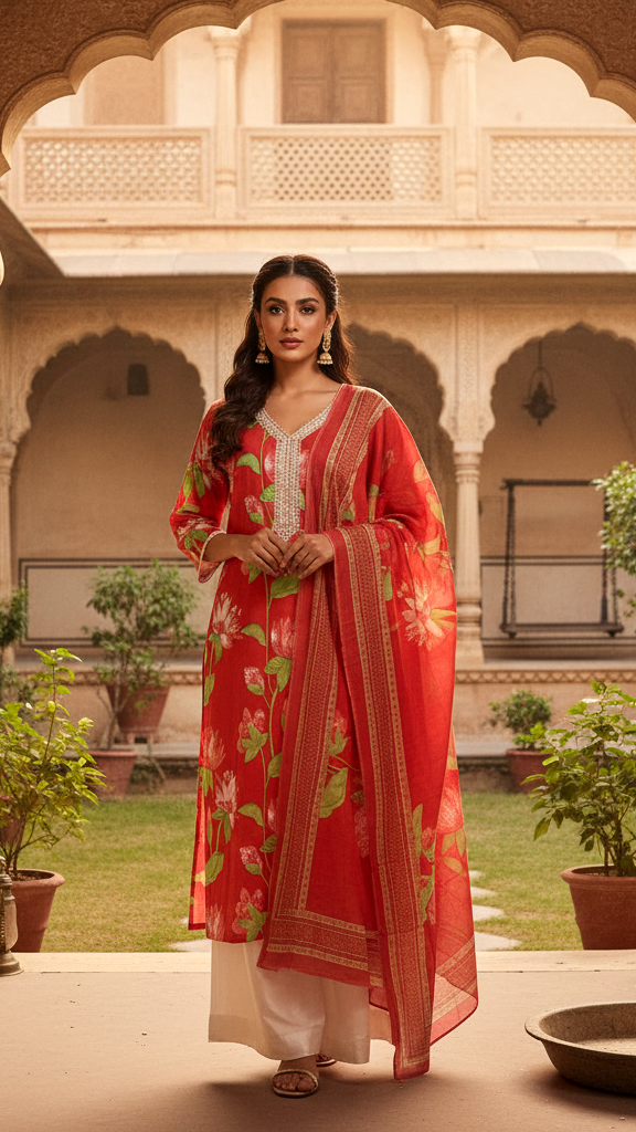 Lightweight Cotton Kurta Dupatta Set for Summer