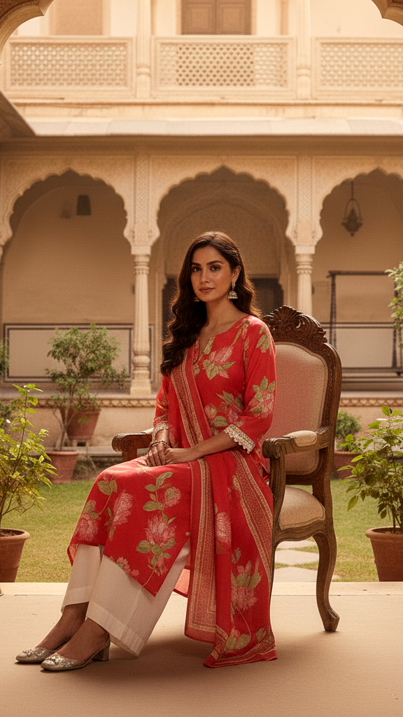 Lightweight Cotton Kurta Dupatta Set for Summer