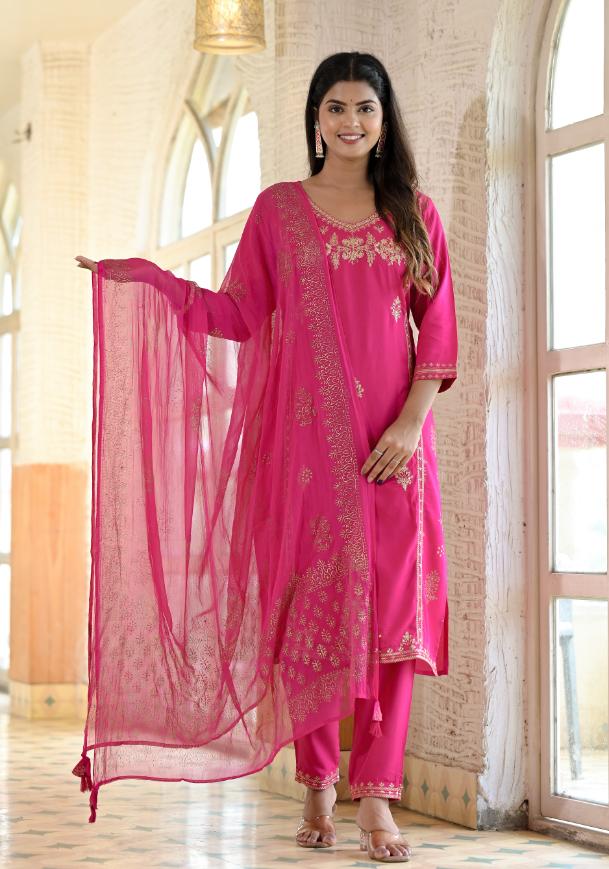 Rayon Embroidered Kurta Set | | Shop stylish women's clothing online at Label Flavia |