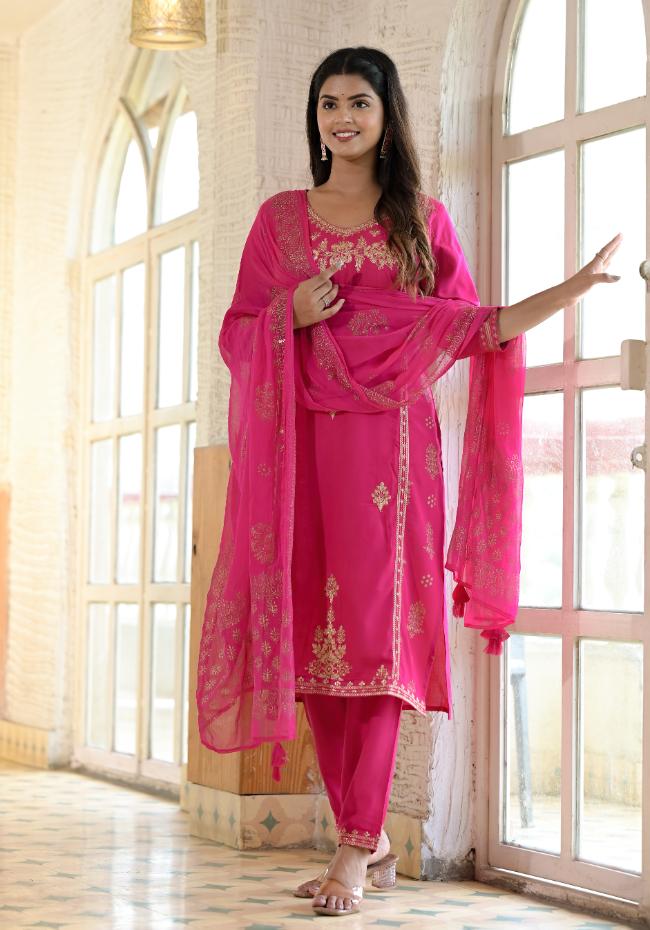 Rayon Embroidered Kurta Set | | Shop stylish women's clothing online at Label Flavia |