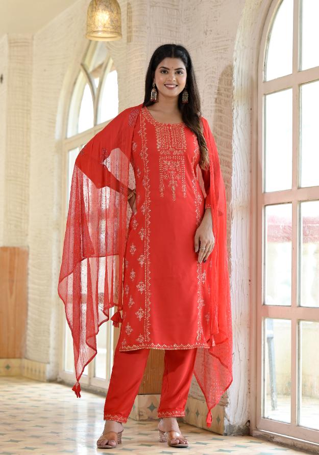 Rayon Embroidered Kurta Set | | Shop stylish women's clothing online at Label Flavia |