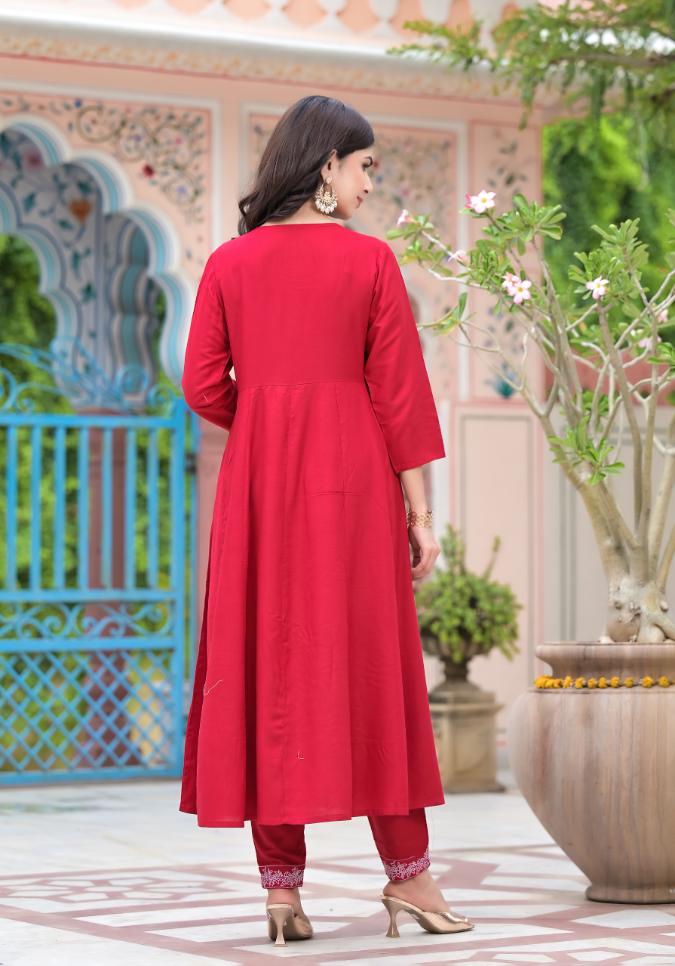 Rayon Anarkali Long Flared Gown pant dupatta set | | Shop stylish women's clothing online at Label Flavia |