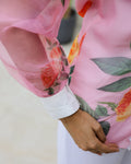 Women's Pink Floral Sheer Top Shirt - Elegant & Feminine | Women's Shirt | Shop stylish women's clothing online at Label Flavia |