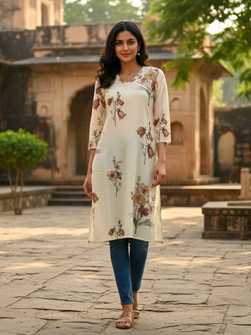 Contemporary Printed Cotton Straight Kurta