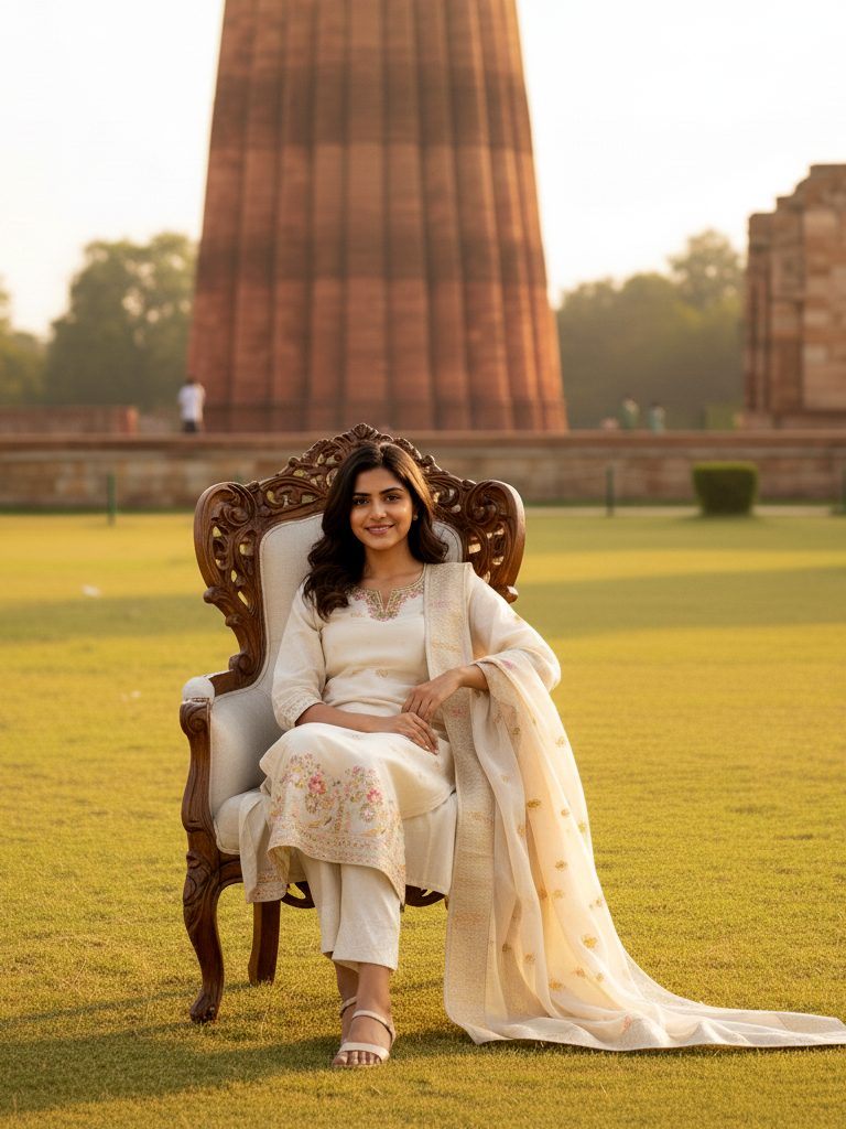 Designer Dupatta Suit with Intricate Thread and Moti Work