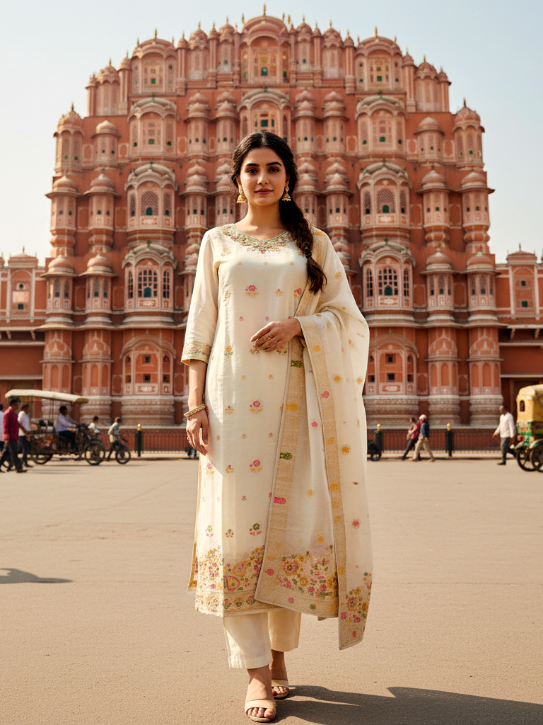 Luxury Dupatta Set with Heavy Zari Embroidery