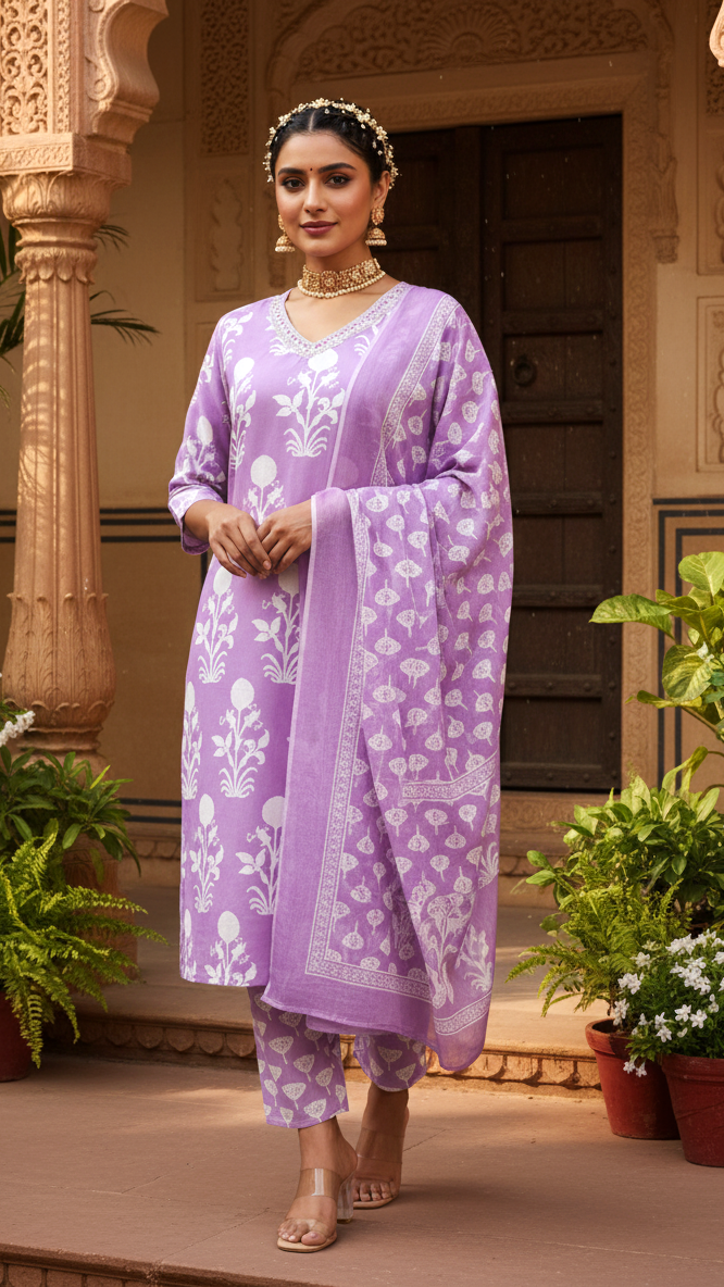Soft Cotton Kurta Set with Beautiful Dupatta
