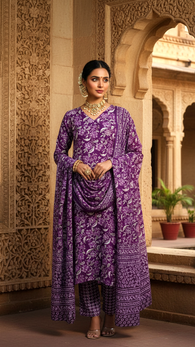 Festive Cotton Kurta Dupatta Set for Women