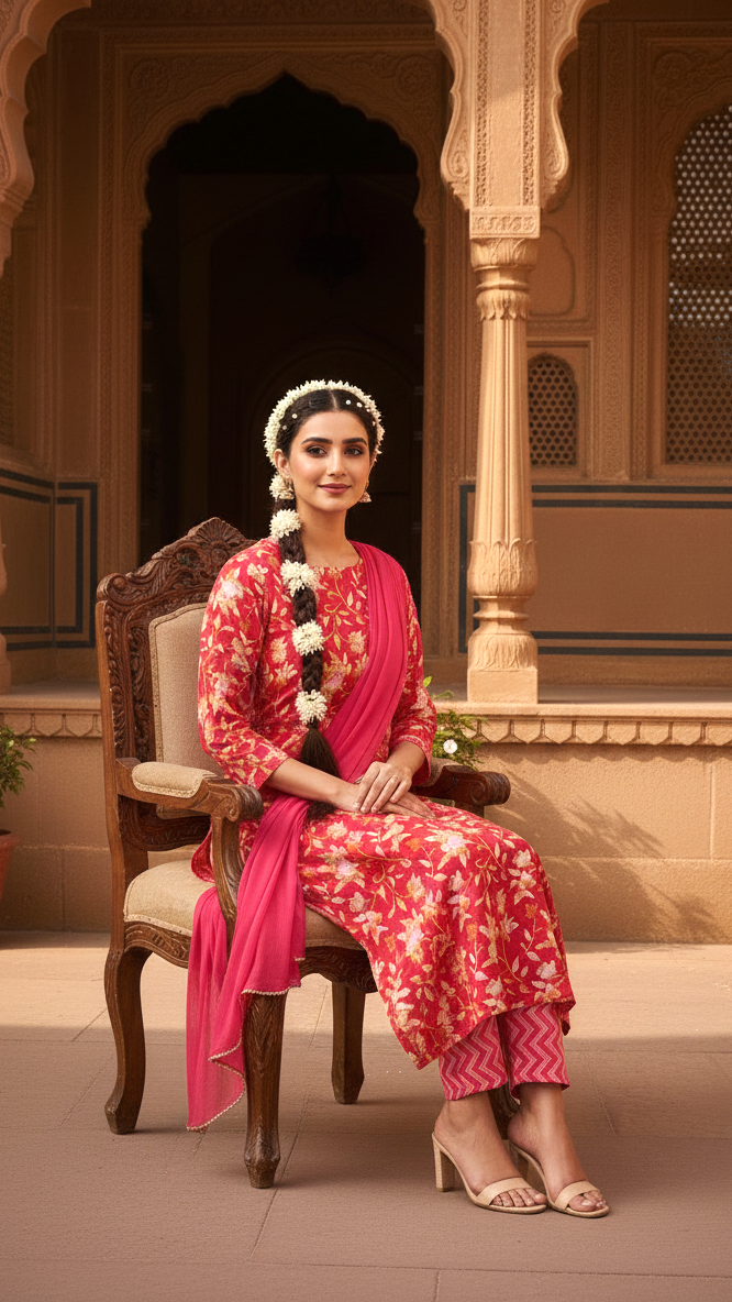 Pure Cotton Printed Kurta Set with Dupatta