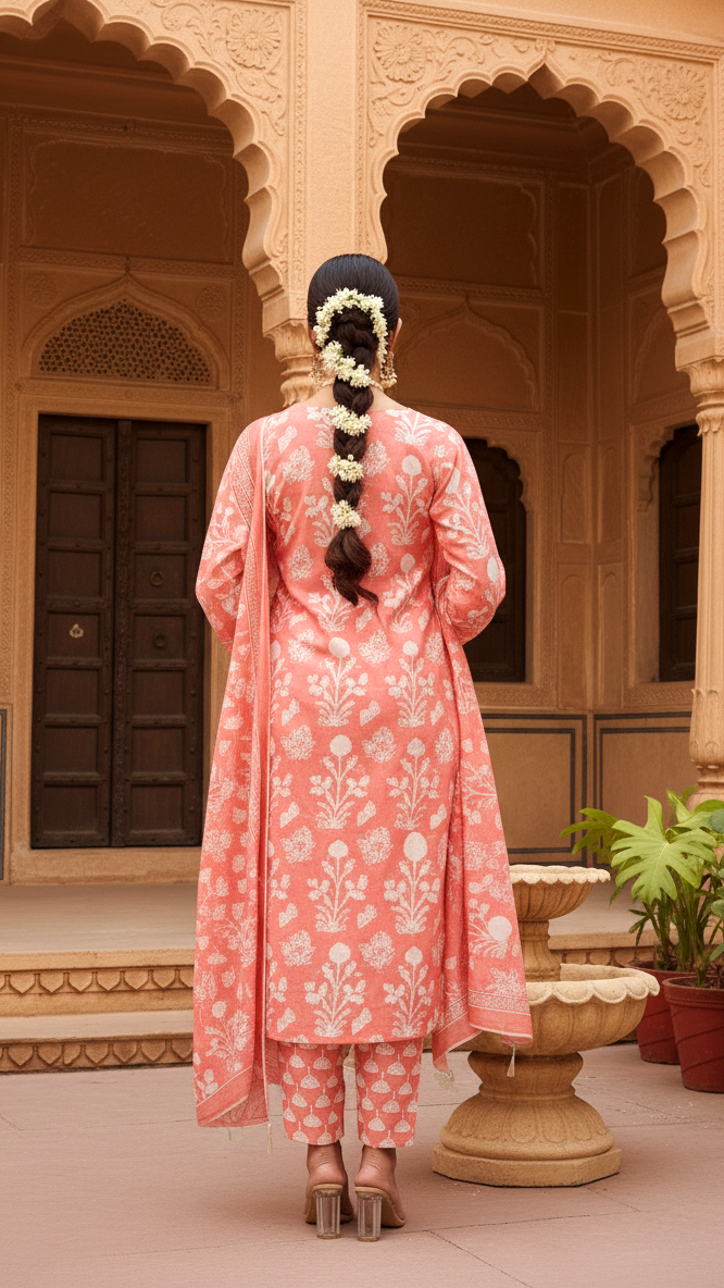 Elegant Cotton Kurta Set with Dupatta