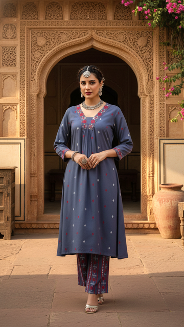 Classic Cotton Kurta with Straight Pants