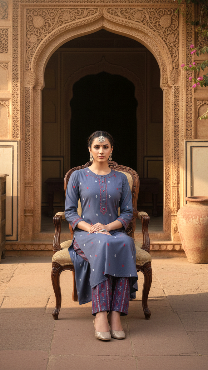 Classic Cotton Kurta with Straight Pants