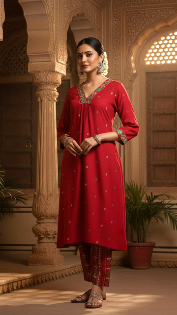 Breezy Cotton Kurta Pant Set for Daily Wear