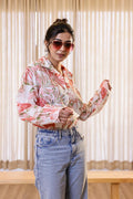 Women's Pink Leaf Print Shirt - Soft & Stylish | Women's Shirt | Shop stylish women's clothing online at Label Flavia |