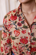 Women's Cream & Red Floral Print Shirt - Bold & Elegant | Women's Shirt | Shop stylish women's clothing online at Label Flavia |