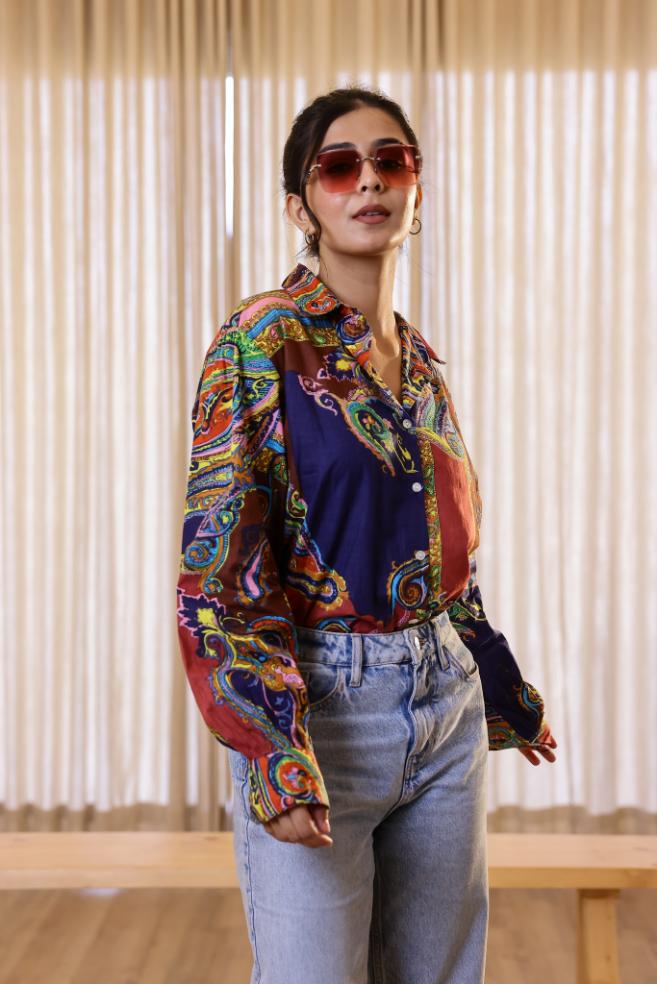 Women's Multi-Color Paisley Shirt - Vibrant & Bold | Women's Shirt | Shop stylish women's clothing online at Label Flavia |