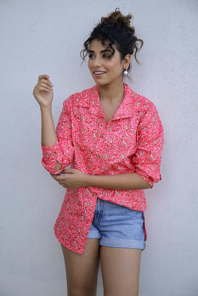 Women's Garden Print Shirt - Nature-Inspired & Stylish | Women's Shirt | Shop stylish women's clothing online at Label Flavia |