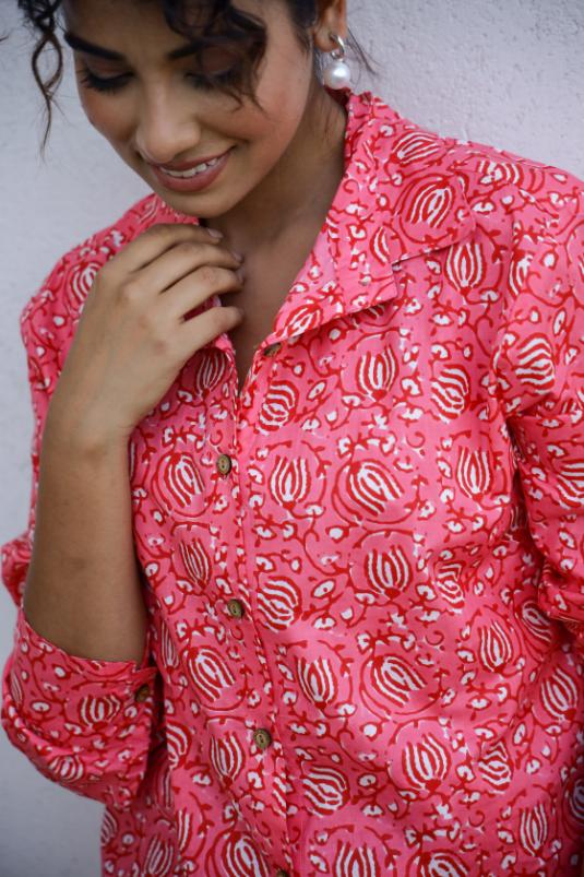 Women's Garden Print Shirt - Nature-Inspired & Stylish | Women's Shirt | Shop stylish women's clothing online at Label Flavia |