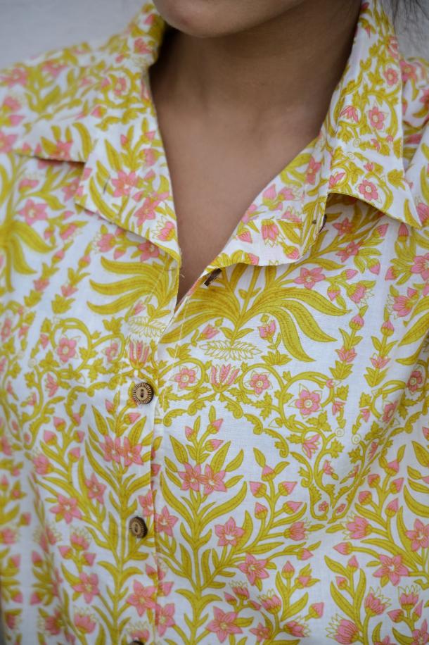 Women's Yellow Floral Shirt - Bright & Cheerful | Women's Shirt | Shop stylish women's clothing online at Label Flavia |